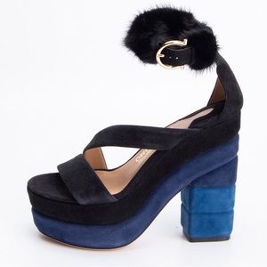 SALVATORE FERRAGAMO Suede Leather Sandals US6.5 EU37 UK4 Gancini Buckle